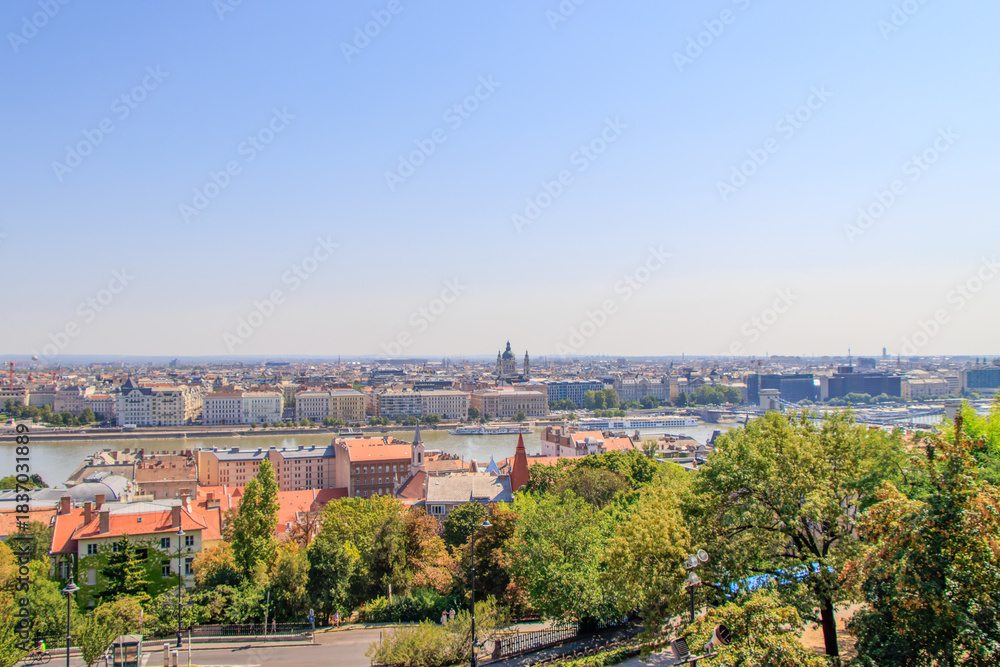 Fototapeta premium Budapest, Hungary. Left bank part of Budapest with River Danube.