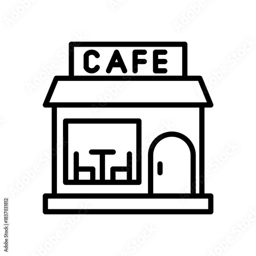 Simple Outline Icon of a Cafe