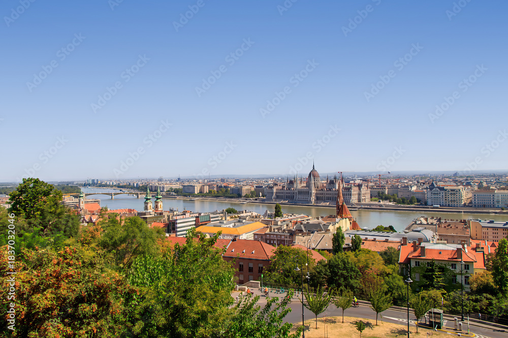 Obraz premium Budapest, Hungary. Left bank part of Budapest with River Danube.