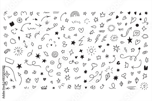 Whimsical doodle shapes for creative layouts, accents, and illustration themes