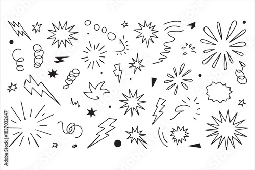 Sketch-style spark and burst icons for expressive motion and design accents