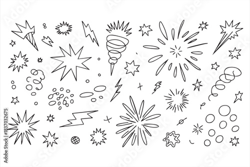 Starburst and energy burst doodles for motion cues and dramatic highlights