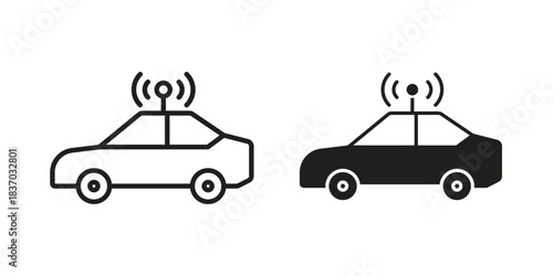 Autonomous car icons symbol, logo illustration. Vector graphics set