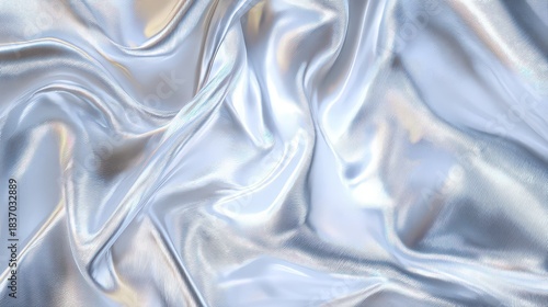 Abstract Silver Fabric With Black Zebra Stripes Reflecting Light And Showing Ripples