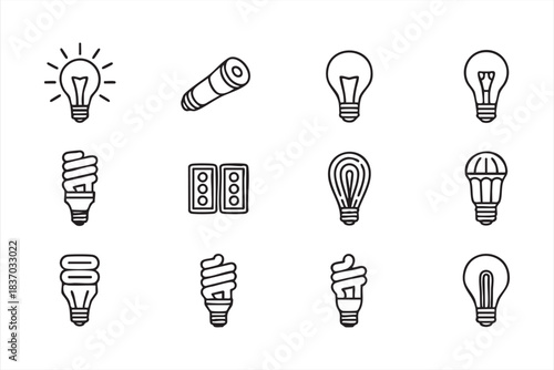 LED, fluorescent, and classic bulb graphics for digital dashboards and interfaces