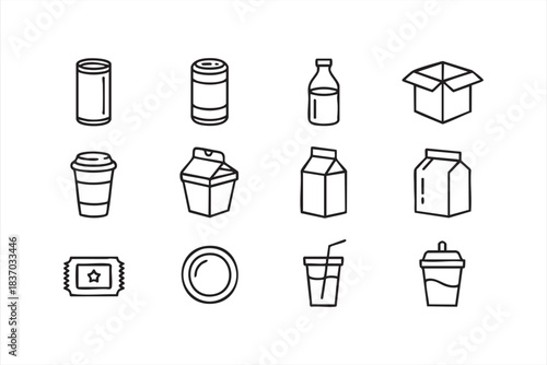 Food service packaging illustrations for restaurant UI, ordering screens, and product pages