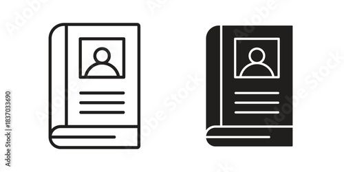 Biography icons symbol, logo illustration. Vector graphics set