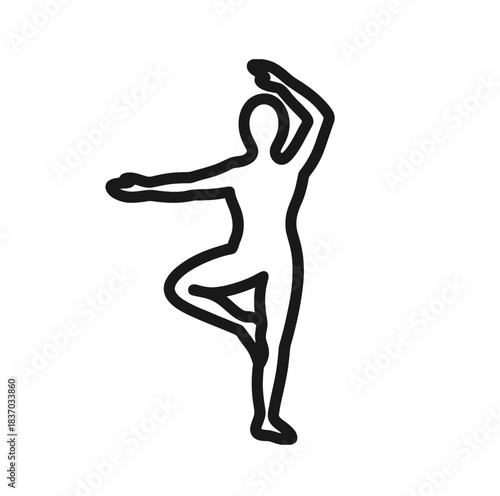 Simple outline of a person in a yoga tree pose