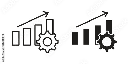 Business performance icons symbol, logo illustration. Vector graphics set