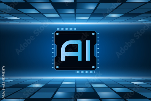 Artificial Intelligence ,AI chipset on circuit board, futuristic Technology Concept	
