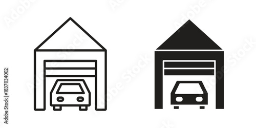 Car garage icons symbol, logo illustration. Vector graphics set