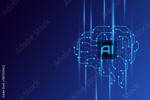 Artificial Intelligence ,AI chipset on circuit board, futuristic Technology Concept	
