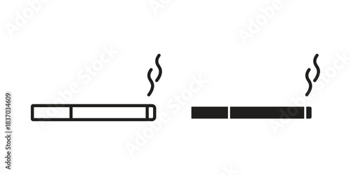 Cigarette icons symbol, logo illustration. Vector graphics set
