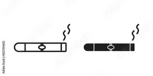 Cigar icons symbol, logo illustration. Vector graphics set