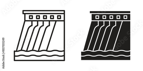 Dam icons symbol, logo illustration. Vector graphics set