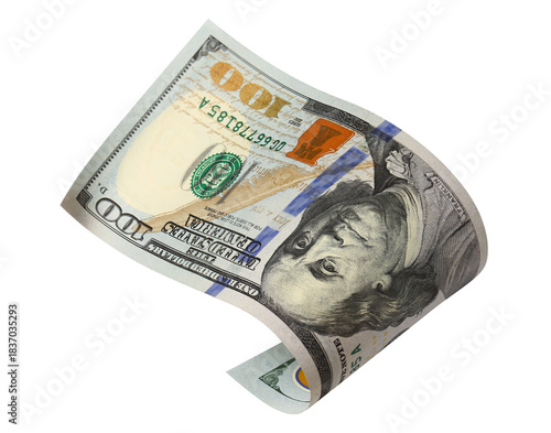 Wallpaper Mural Curved hundred dollar banknote, isolated on transparent cutout background Torontodigital.ca