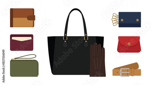 Stylish Women s Accessories Collection Tote Bag Wallets Gloves Belt Key Holder