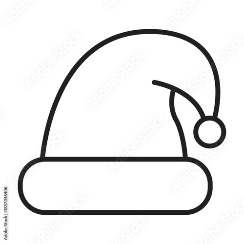 Santa hat line icon, Christmas vector illustration