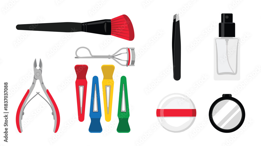 Obraz premium Essential Beauty and Makeup Tools Collection Professional Cosmetics Accessories for a Perfect Look