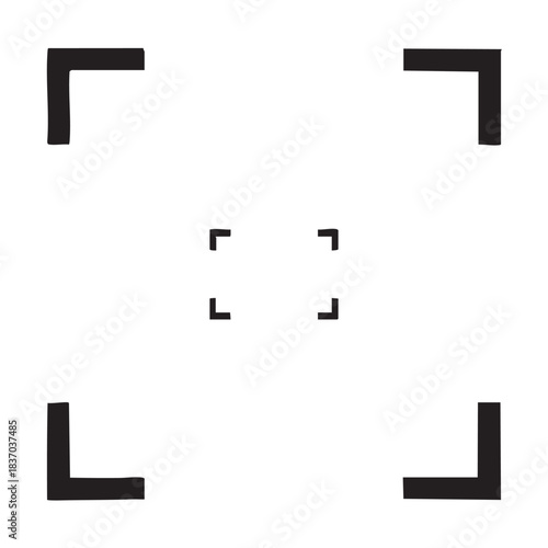 Focus frame or target marks, four large and four small L-shaped corners for photography