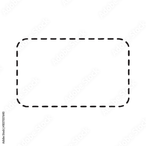 Dashed line rectangular border with rounded corners isolated on a white background