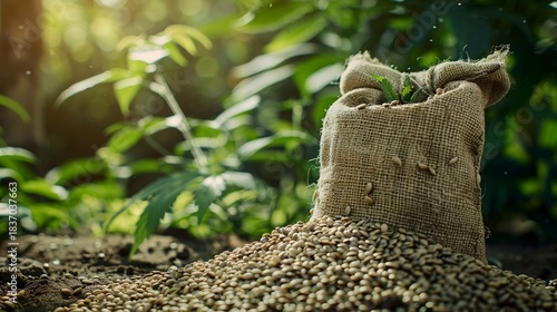 A photo of a hemp seed bag with organic brandi