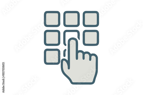 Business hand pressing a digital touch screen button to select a solution on a computer interface concept