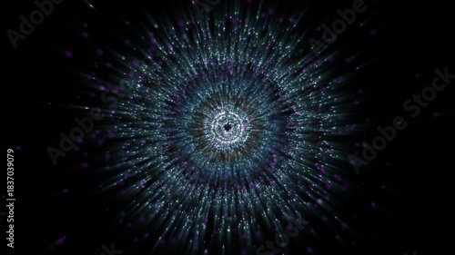 Abstract space tunnel made of particles