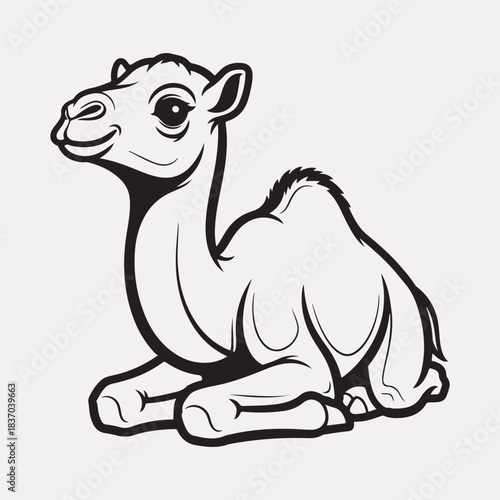A camel line art design vector