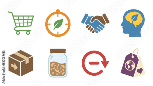 Sustainable Shopping Icons Eco Friendly Choices for Conscious Consumers Business and Planet