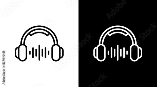 Headphones  White Icon Set Design