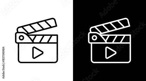 Movie Clapper  White Icon Set Design