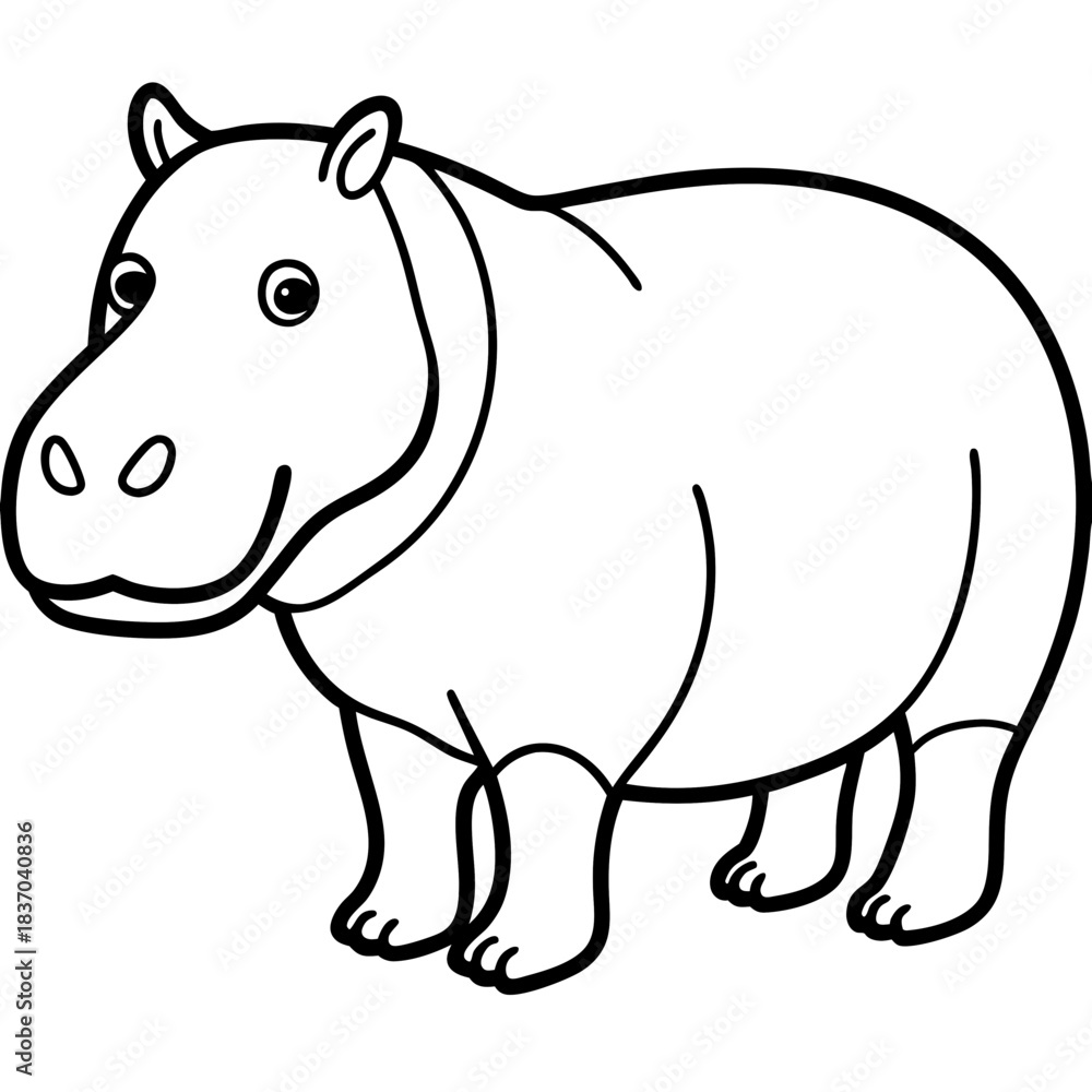 Fototapeta premium Hippo Line Art Vector