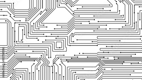 White Circuit Board Background with Modern Tech Chip Line Pattern, Ideal for Technology, Semiconductor, and Digital Themes. Vector Illustration.