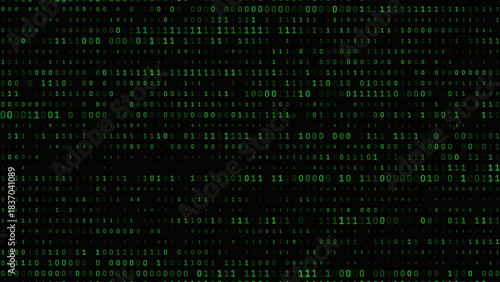 Green Matrix Glitch Code. Abstract Binary Software Programming Code Background. Binary Digits Matrix. Digital Data Cyber Security Technology Concept. Vector Illustration.