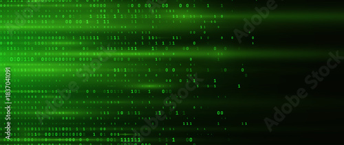 Green Matrix Glitch Code. Abstract Binary Software Programming Code Background. Binary Digits Matrix. Digital Data Cyber Security Technology Concept. Vector Illustration.