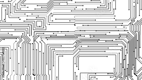 White Circuit Board Background with Modern Tech Chip Line Pattern, Ideal for Technology, Semiconductor, and Digital Themes. Vector Illustration.