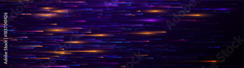 Glitch Pixels Screen. Abstract Cyberpunk Purple Glitched Background. Abstract Noise Effect, Error Video Damage, Stylized Data Corrupted Lines. Vector illustration. 