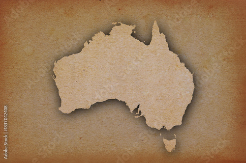 Map of Australia on grunge paper