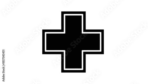 A black Iron Cross symbol with a white outline on a plain white background, representing German military history.