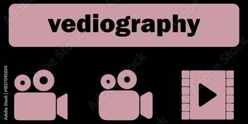 
Flat vector illustration, media icons, video symbols, play button, pause icon, camera graphic, film reel, clapperboard icon, video player, streaming design