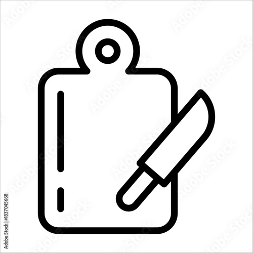 Modern life single icon for cutting board and knife sign for design element