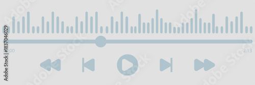 video player interface with play button, timeline, sound control, and fullscreen option, graphics icon set