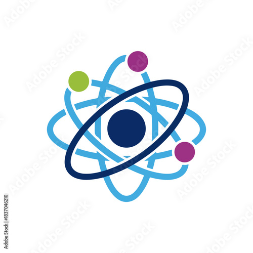Atom Structure Logo Design with Colorful Elements