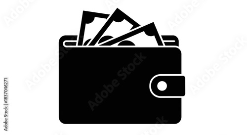 Wallet with Cash Icon – Finance and Money Concept Illustration