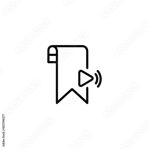Bookmark with Play Button and Sound Waves Icon