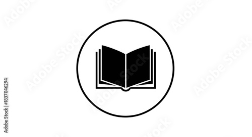 Open Book Icon in Circle – Reading, Education, and Knowledge Symbol