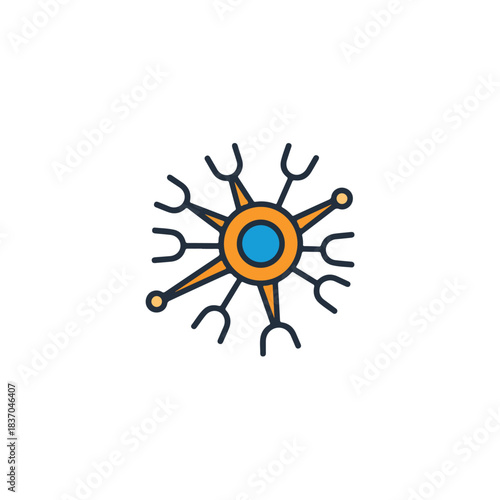 Colorful Neuron Icon on White Background for Science Designs