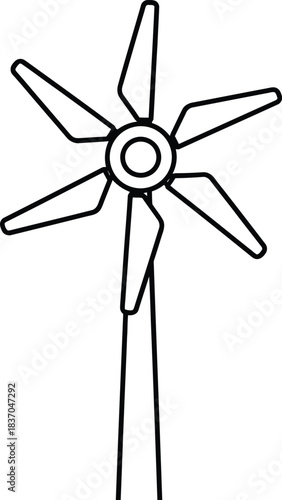 Simple line art illustration of a whimsical hand drawn flower or pinwheel