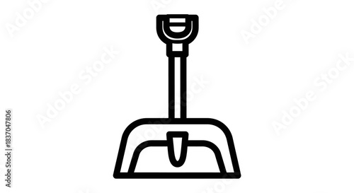 Simple line art shovel or dustpan icon a minimalist vector graphic for cleaning gardening or snow removal applications isolated on white